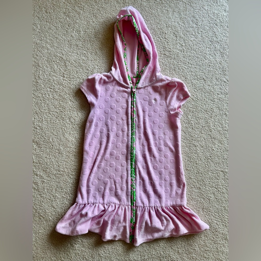 Lilly Pulitzer Pink Girls Full Zip Swim Suit Cover Up Size L (8-10) NWOT